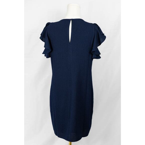Jessica Howard 10P Dress Tiered Ruffle Sleeves Keyhole Closure Navy - Picture 2 of 6